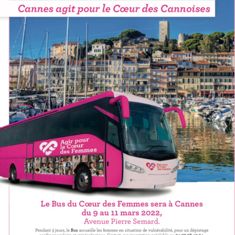8/03/22 : Le Bus du Cœur des Femmes sera à Cannes  du 9 au 11 mars...